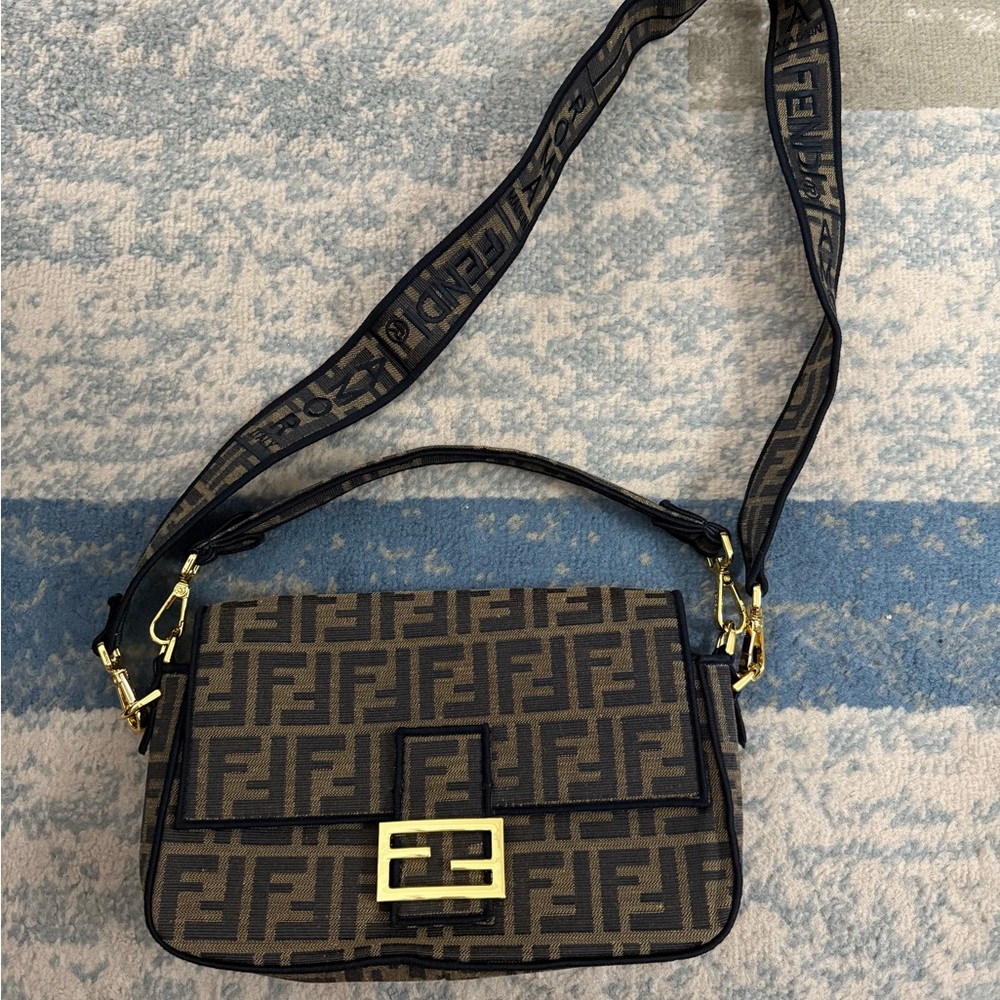Fendi Brown and Black Shoulder Bag with Iconic Monogram
